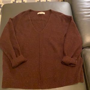 LOFT Burgundy V Neck Sweater Size Large